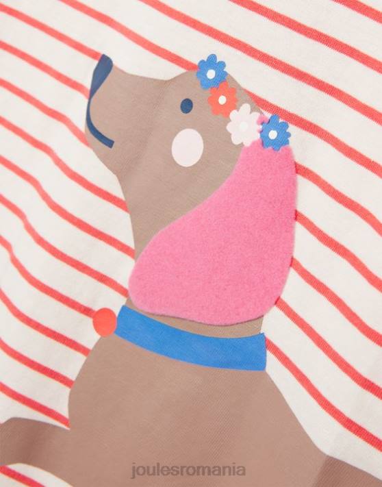 Joules fetelor tricou serigrafiat pixie 2-12 ani 48DH259 îmbrăcăminte câine dungă | Joules Romania