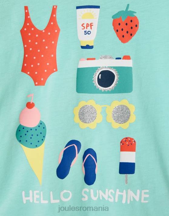 Joules fetelor tricou serigrafiat pixie 2-12 ani 48DH261 îmbrăcăminte sărbătoare albastră | Joules bags