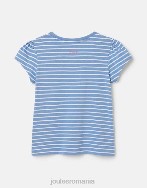 Joules fetelor tricou serigrafiat pixie 2-12 ani 48DH289 îmbrăcăminte flamingo cu dungi albastre | Joules Romania