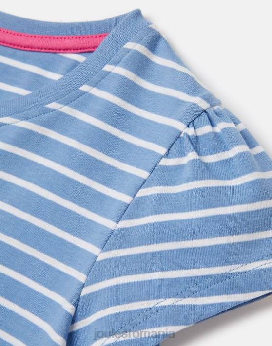 Joules fetelor tricou serigrafiat pixie 2-12 ani 48DH289 îmbrăcăminte flamingo cu dungi albastre | Joules Romania