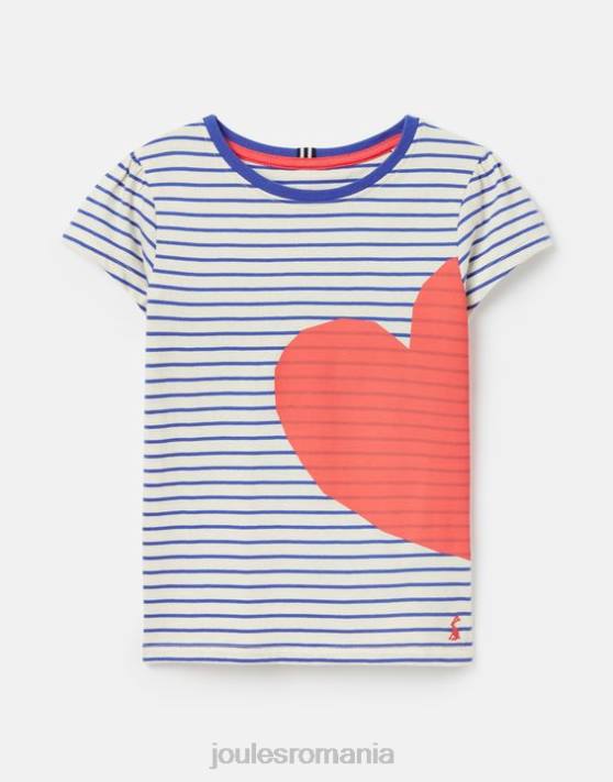 Joules fetelor tricou serigrafiat pixie cu maneca scurta 2-12 ani 48DH265 Apparel dungă roșie de inimă | Joules Romania