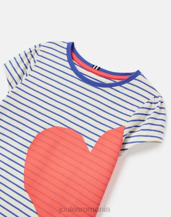 Joules fetelor tricou serigrafiat pixie cu maneca scurta 2-12 ani 48DH265 Apparel dungă roșie de inimă | Joules Romania