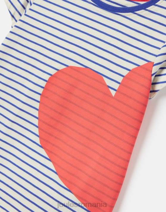 Joules fetelor tricou serigrafiat pixie cu maneca scurta 2-12 ani 48DH265 Apparel dungă roșie de inimă | Joules Romania